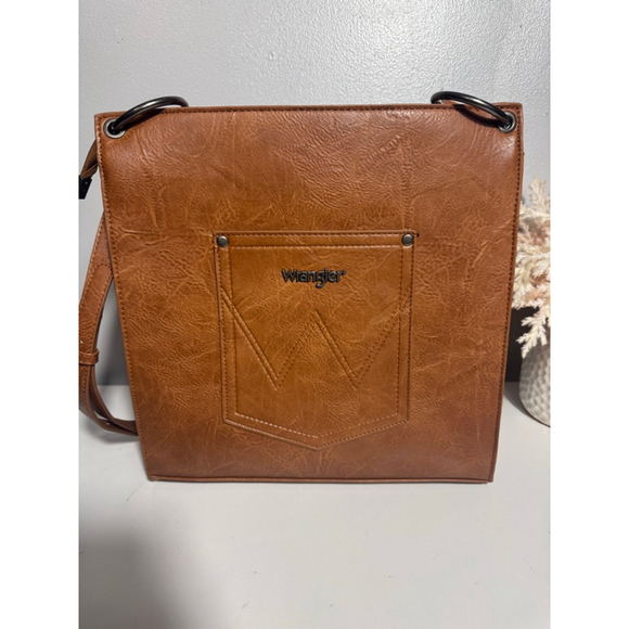 Wrangler Brown Floral Embossed Western Fringe Crossbody Shoulder Bag Cowgirl - Picture 8 of 11